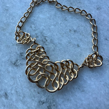 Gold Large Scroll Woven Style Necklace Bloomers and Frocks